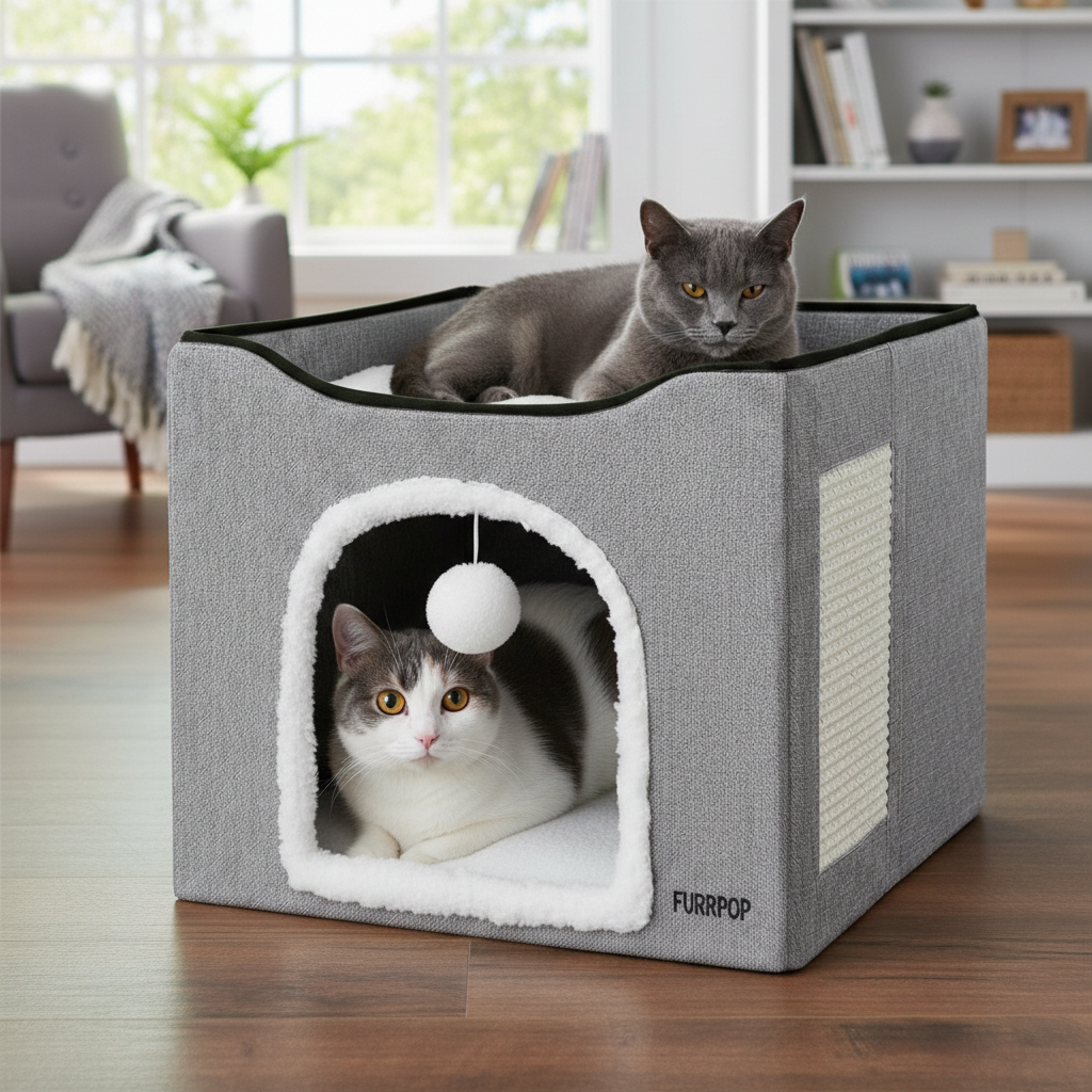 FurrPop Two-Tier Cat Condo & Hideaway