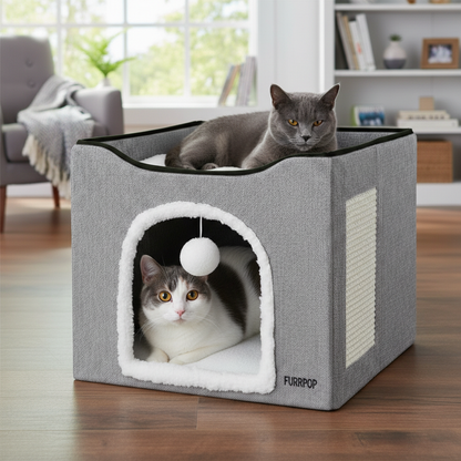 FurrPop Two-Tier Cat Condo & Hideaway