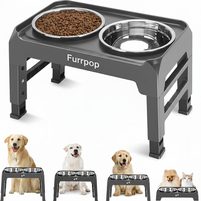 FurrPop Adjustable Elevated Dog Bowl Stand
