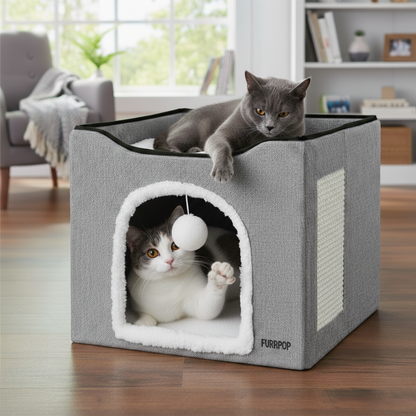 FurrPop Two-Tier Cat Condo & Hideaway